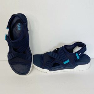 Ryka Womens Navy River Stretch Sandals Sz 10W NIB